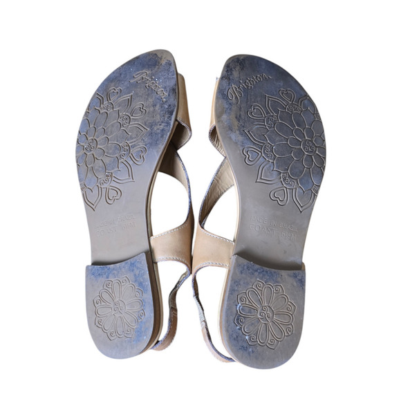 Brighton COAST Womens Tan Brown Leather Metallic Accent Slingback Sandals 6.5M - Picture 7 of 7